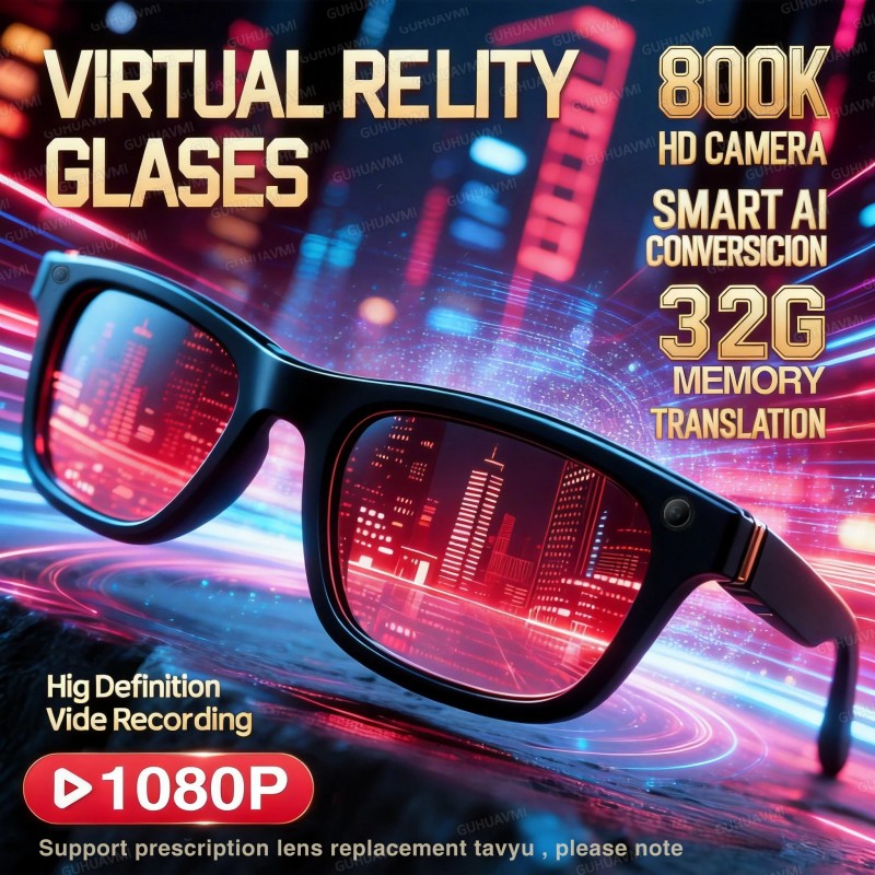 Audio Music For Video - 8K Vision AI Eyeglasses Built-in 100MP