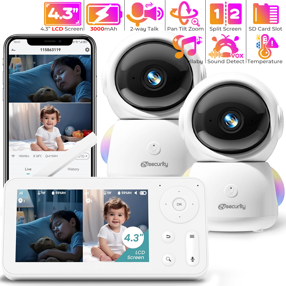 2K Baby Monitor with 2 Cameras - Audio Music For Video review and price