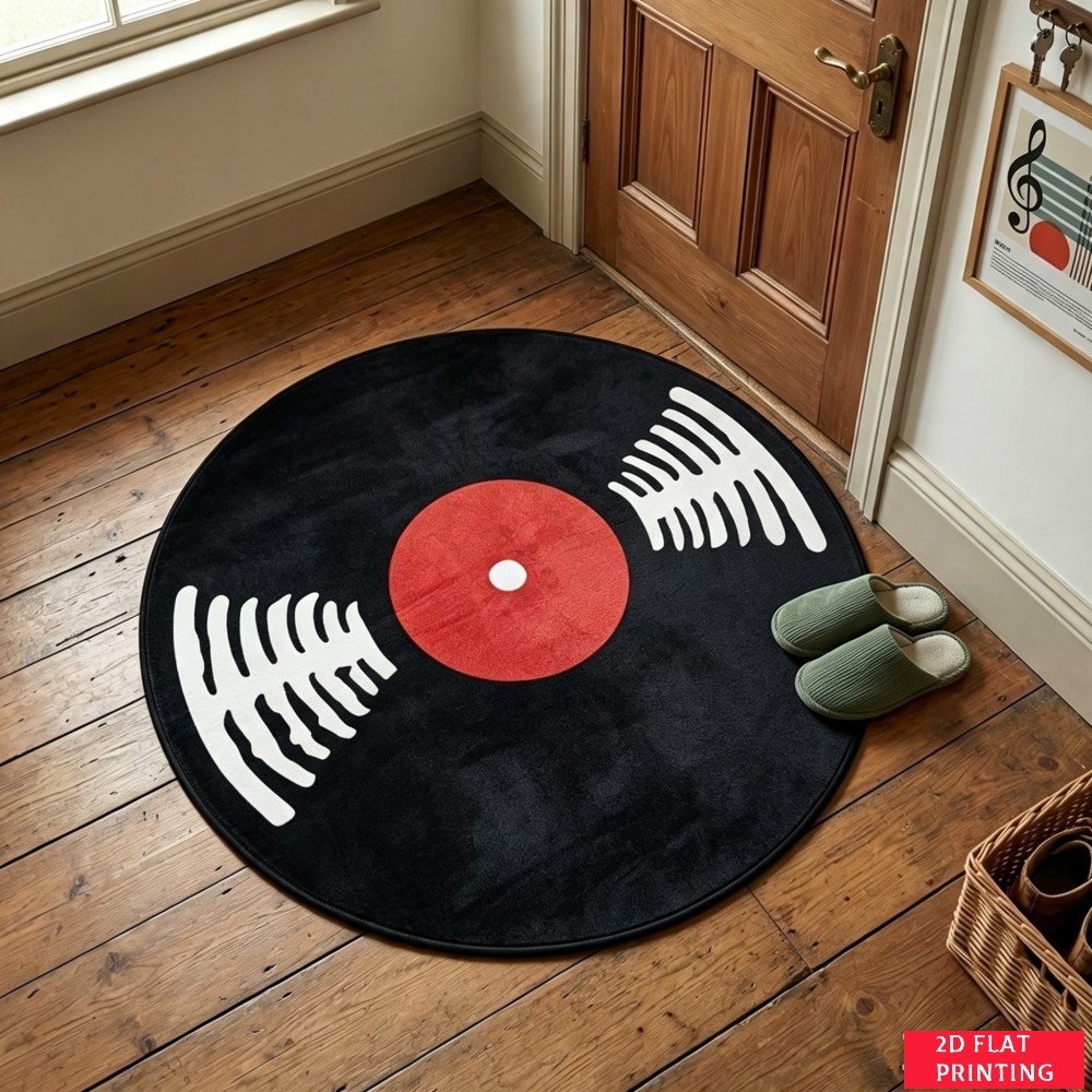 Retro Black Vinyl Record Red L - Audio Vibes Music review and price